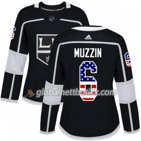 Los Angeles Kings Hockeydrakt Jake Muzzin 6 2017-2018 USA Flag Fashion Svart Adidas Authentic - Dame
